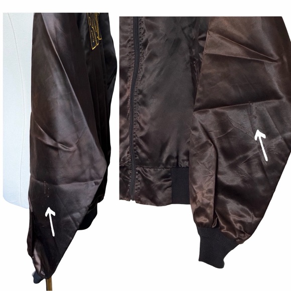 RARE! Vintage Batman Logos Unlimited Bomber Black Satin Large - Picture 13 of 13